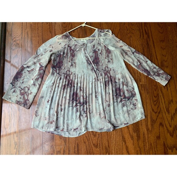 Jessica Simpson Maternity Floral Brown Blouse Size L - Picture 1 of 3